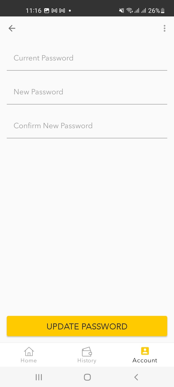 Update Password Screen