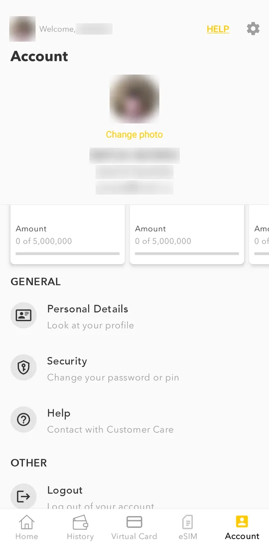 Account menu