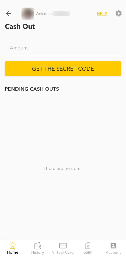 Enter the amount and tap GET THE SECRET CODE.