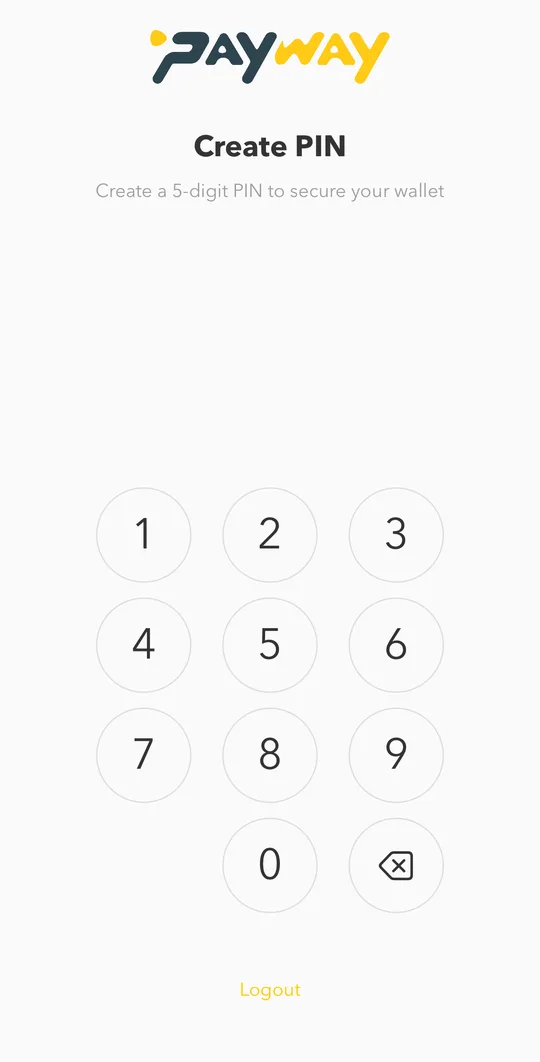 Create a 5-digit PIN and enter it again to confirm. You will use it to open the app and approve payments.