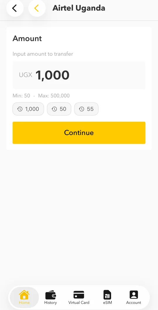 Enter the amount or tap a suggested one, then tap NEXT.