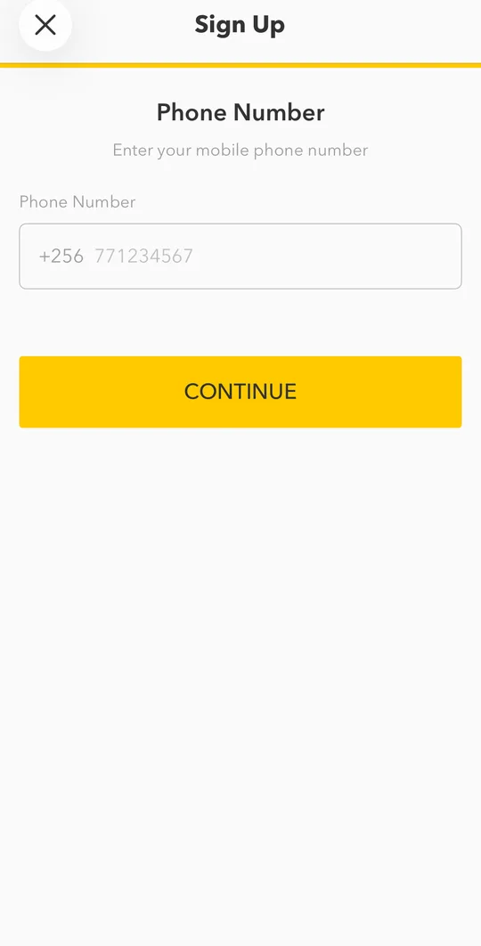 Enter your mobile number without the country code and tap FINISH.