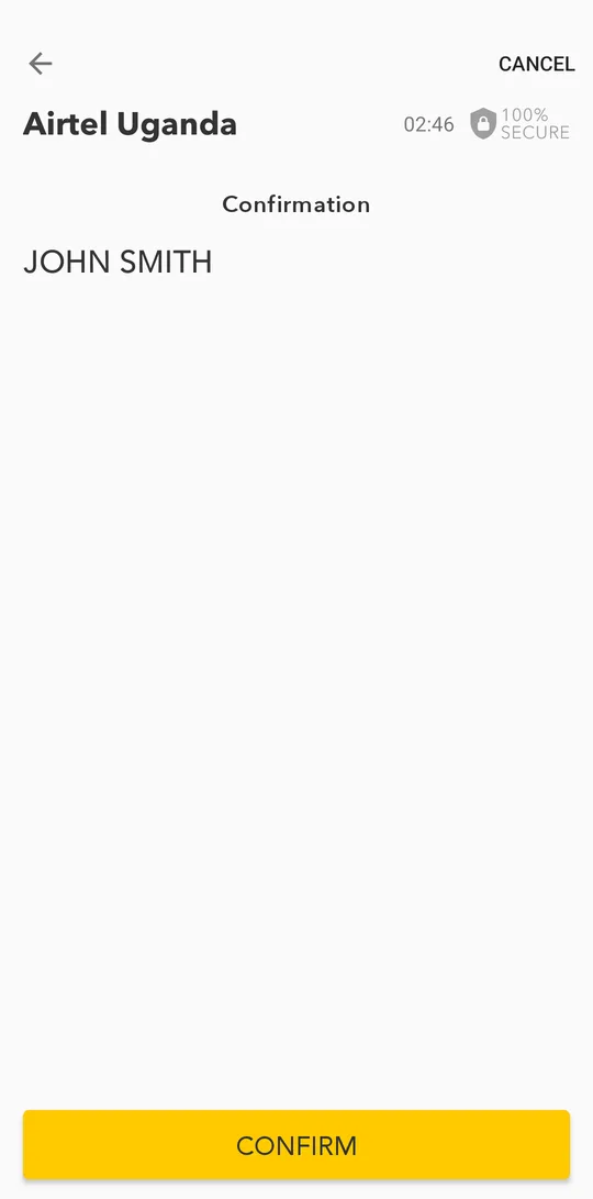 Check the customer name we found for that number and tap CONFIRM.